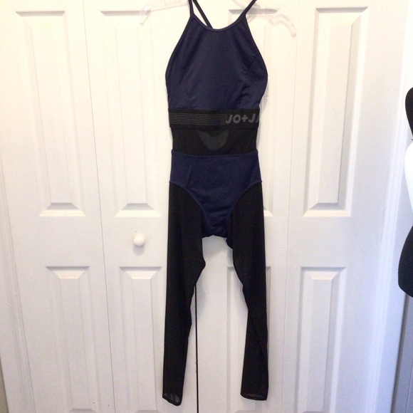 NWOT Jo + Jax Blue/Black Fame Colorblock Sleeveless 1pc Dance Unitard Size MA - Picture 3 of 11